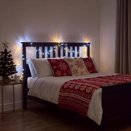 Phenom fényfüzér 5 m 200 melegfehér és 50 hidegfehér LED-del, fehér kábellel, 100-240V, 6W