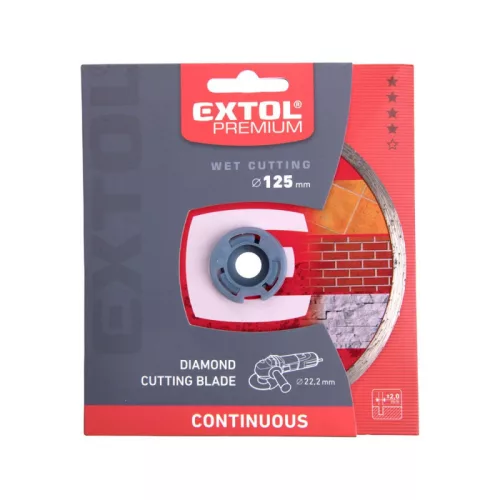 EXTOL PREMIUM gyémántvágó csempevágáshoz (sima), vizes vágásra; 125×2×22,2mm, max.12.250 ford/perc