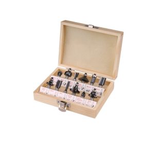   EXTOL CRAFT felsőmaró klt. 12db, kisebb szett (fadobozban) ; 8mm-es befogással