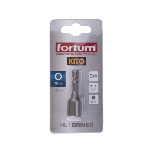 FORTUM behajtó hatlapfejű csavarhoz ; 10×48mm, 1/4' hatszög befogás, CV, mágneses