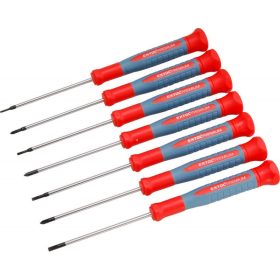   EXTOL PREMIUM órás csavarhúzó klt. 7 db Cr.V. mágneses, 75 mm hosszúság, lapos: 1,5-3 mm, csillag: PH00-PH1, HRC 51-54, bliszter