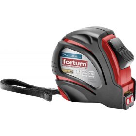   FORTUM mérőszalag, 1 stoppos, ABS műanyag ház, gumírozott; 7,5m×25mm nylon bevonatú szalag, mágneses vég FORTUM