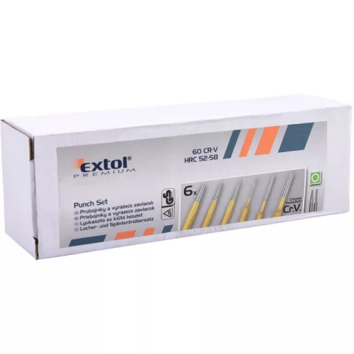 EXTOL PREMIUM kiütő klt. 6db CV. HRC 52-58; 3-8mm, 150mm