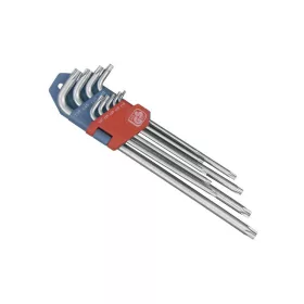   EXTOL PREMIUM torx kulcs klt. 9db, extra hosszú; T10-T50, hosszú szár: tömör, rövid szár: lyukas, CV., 90-225mm