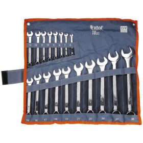   EXTOL PREMIUM csillag-villás kulcs klt., CrV., elliptikus, vászon tartóban ; 18db, 6-30mm