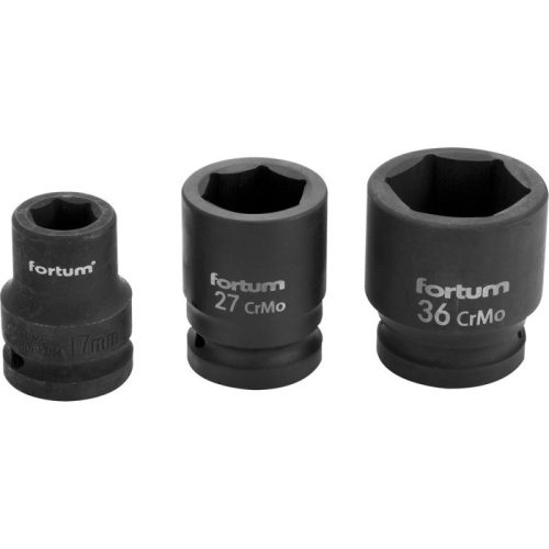 FORTUM gépi (impakt) dugófej 3/4', 27mm, L 52 mm, feketített, FORTUM