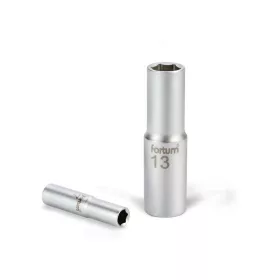   FORTUM dugófej, hosszított, 1/4, 10mm, 61CrV5, mattkróm, 50mm hosszú