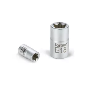   FORTUM dugófej, torx, 1/2, 61CrV5 mattkróm, 38mm hosszú; E12 FORTUM