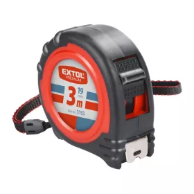 EXTOL PREMIUM mérőszalag, gumírozott, 2 stoppos; 3m×19mm
