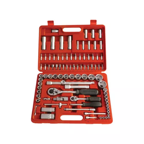 EXTOL PREMIUM dugókulcs klt., CV., racsnis 45fog ; 1/4' és 1/2', 94db, 4-32mm, 32db bit(lapos, kereszt,imbusz,torx), gyertyakulc