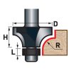 EXTOL PREMIUM felsőmaró fára, lekerekítő (homorúfejű rádiuszmaró), csapágyas, R6,3×D25,6×H11, befogás: 8mm, keményfém lapkás