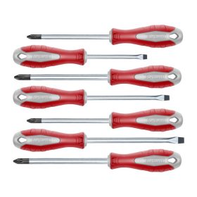   FORTUM csavarhúzó klt., 7db; lapos: 3×75, 5×100, 6×125mm, PH1×100, PH2×125, PZ1×100, PZ2×125, CV. mágneses, papír doboz