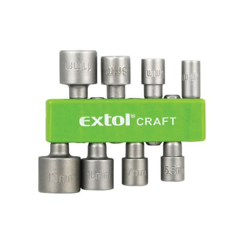 EXTOL CRAFT behajtó klt. hatlapfejű csavarhoz 8db; 5-13mm(5-5,5-6-7-8-10-11-13mm),36-38mm hossz, hatszög befogás, nem mágneses,