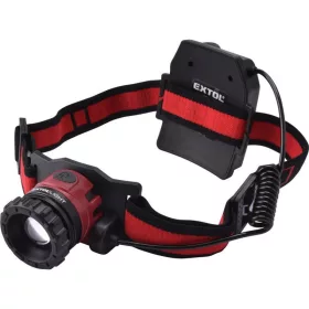   EXTOL LIGHT LED fejlámpa, 10 W, CREE XPL, 450 Lumen; tölthető akkuval, zoom + 3 funkció (teljes/ 1/4 fényerő, villogás), fehér+p