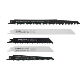   EXTOL PREMIUM szablyafűrészlap klt., 5db, Bosch befogás, HCS/Bimetál, fa, műanyag, fém anyagokhoz