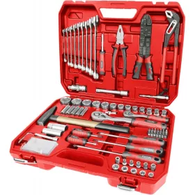   EXTOL PREMIUM szerszám és dugókulcs klt.,100db; 1/4', és 1/2' racs.kar (45 fog), cs-v kulcs, csavarhúzó, fogók