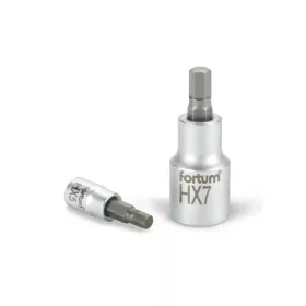   FORTUM bitdugófej, imbusz, 1/2', 61CrV5/S2, mattkróm; 12mm (HX12), 55mm FORTUM