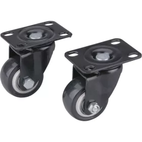   EXTOL PREMIUM készülékgörgő 2 db, önbeálló, fekete PVC, golyóscsapággyal, 40mm, max, teherbírás: 30 kg/db