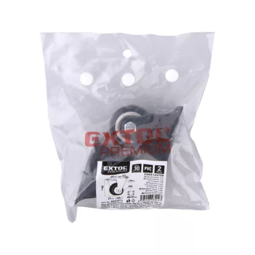 EXTOL PREMIUM készülékgörgő 2 db, fix, fekete PVC, 40mm, max, teherbírás: 30 kg/db