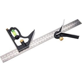   EXTOL PREMIUM asztalos kombinált derékszög/vízmérték/vonalzó, többfunkciós, 300 mm, ALU/Inox, mm beosztás, 0°-45°-90° beosztás