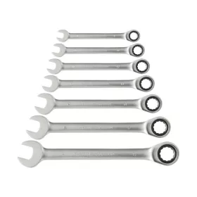   EXTOL PREMIUM racsnis csillag-villás kulcs klt. 7db; 8-19mm CrV. 72 foggal, 1 irányú forgás