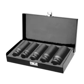   FORTUM gépi (impakt) dugófej klt. 1/2',5db, 17-19-21-24-27mm×79mm ; feketített, műanyag tartóban FORTUM