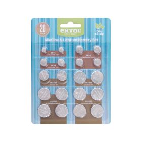   EXTOL ENERGY gombelem klt. 20 db, Lítium 3V és alkáli 1,5V; hosszú étettartam, bliszteren