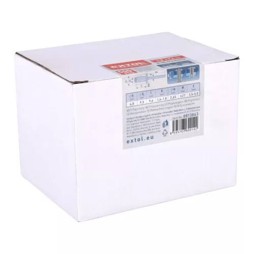 EXTOL PREMIUM popszegecs klt. alu, 500 db, méret: 4,8×9,6 mm
