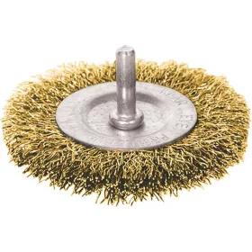   EXTOL CRAFT drótcsiszoló körkefe, 63mm, fúrógépbe fogható: 6mm csap, hullámos szálú, rezezett acél, max 4500 frod/perc
