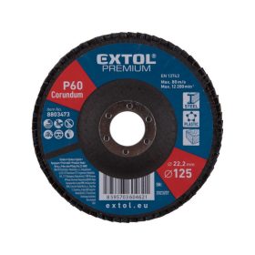   EXTOL PREMIUM lamellás csiszoló acél, Alu, műa. és fa munkadarabok csiszolására, 125×22mm; P60, kúpos, max.:12.300 ford./perc, E