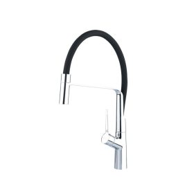   BALLETTO mosogató csaptelep, fix helyzetű tartó, hajlékony szilikon kifolyó csővel, 25mm, fekete