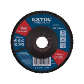   EXTOL PREMIUM lamellás csiszoló acél, Alu, műa. és fa munkadarabok csiszolására, 125×22mm; P120, kúpos,max.:12.300 ford./perc, E