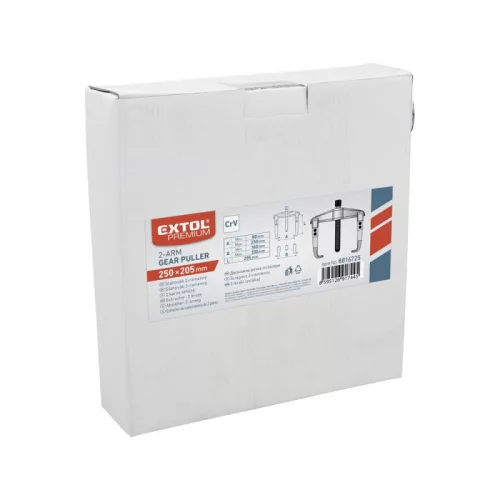EXTOL PREMIUM csapágylehúzó, 2 karmú, CV., kovácsolt; 250×205mm (átmérő×hossz)