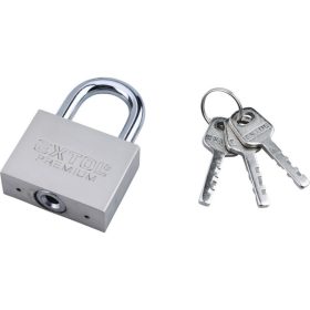   EXTOL PREMIUM lakat, vas, matt nikkel, 3db kulcs; 50mm, edzett acél kengyel, szárátmérő: 10 mm