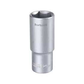   FORTUM hosszított dugófej 1/2", 24mm, 61CrV5, mattkróm, 77mm