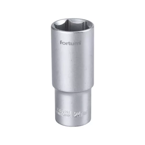 FORTUM hosszított dugófej 1/2", 24mm, 61CrV5, mattkróm, 77mm