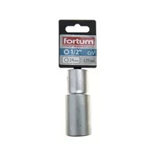 FORTUM hosszított dugófej 1/2", 24mm, 61CrV5, mattkróm, 77mm