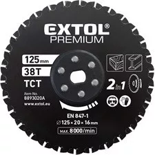 EXTOL PREMIUM keményfémlapkás fűrészlap 125×20×16mm 38T fémre és fára 8893020 vágógéphez