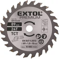 EXTOL PREMIUM keményfém lapkás körfűrészlap 89mm 24T mini körfűrészhez, fára és farostlemezre