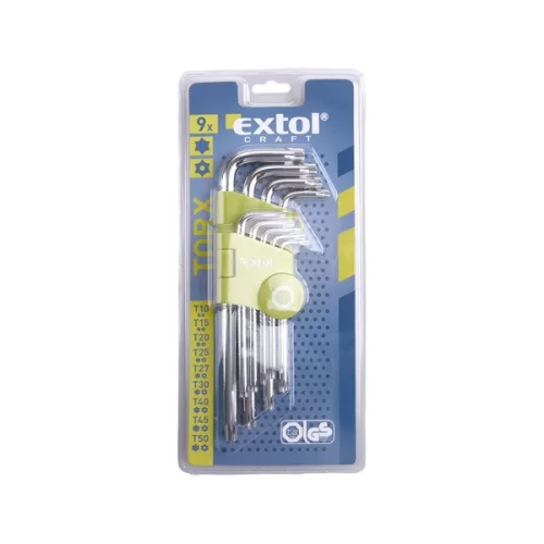 EXTOL CRAFT Torx kulcskészlet 9db, lyukas végű, Cr40, bliszteren