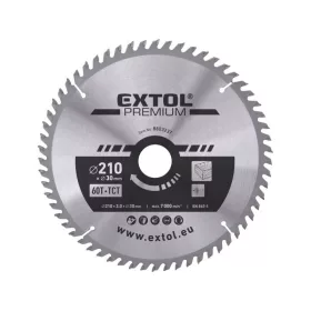   EXTOL PREMIUM körfűrészlap, keményfémlapkás, 160×20mm(lyuk átm), T24; 2,8mm lapkaszélesség, max. 9000 ford/perc