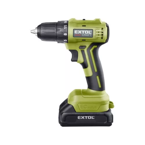 EXTOL CRAFT akkus fúrócsavarozó 20V, kefementes motorral, kofferban, 2db 2000 mAh akkuval+töltő