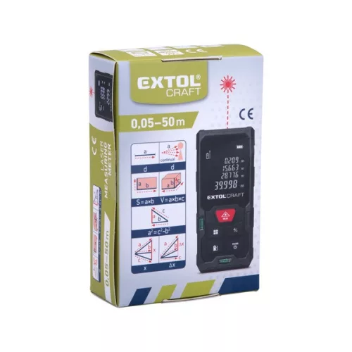 EXTOL CRAFT digitális lézeres távolságmérő 0,05-50m, +/- 2 mm, 72 g