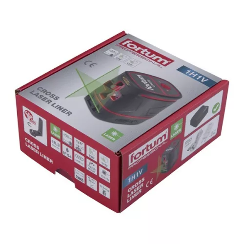 FORTUM automatikus zöld lézeres vízszintező 1H1V, Li-ion akku 3,7V 1400mAh, 1/4" menet