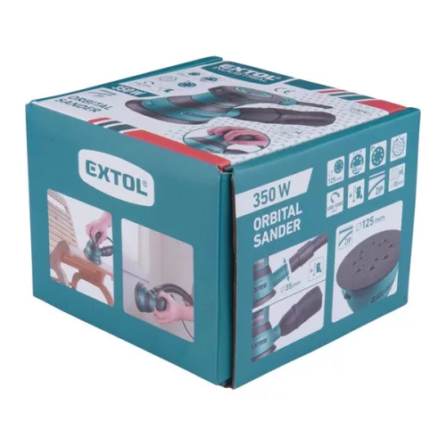 EXTOL INDUSTRIAL rotációs excentrikus csiszológép 350W, 125mm, 8000-12000 ford.