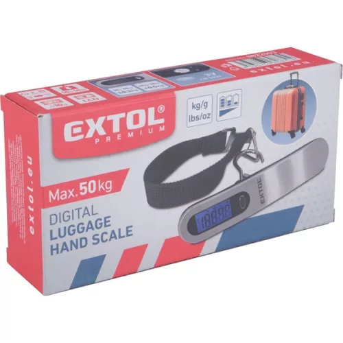 EXTOL PREMIUM digitális poggyászmérleg, max. 50 kg, 5 év