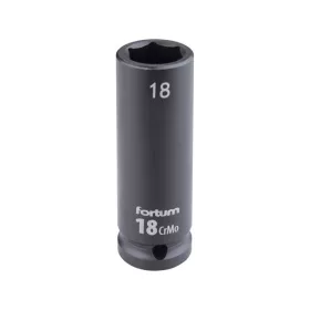   FORTUM gépi impakt dugófej 1/2", 18 mm, L 78 mm, feketített
