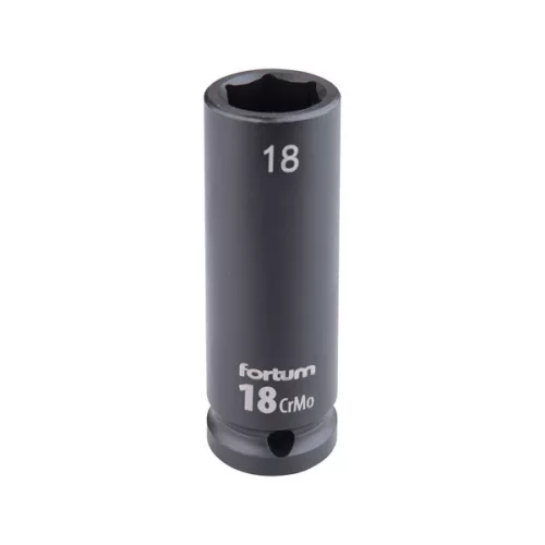 FORTUM gépi impakt dugófej 1/2", 18 mm, L 78 mm, feketített