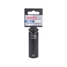 FORTUM gépi impakt dugófej 1/2", 18 mm, L 78 mm, feketített