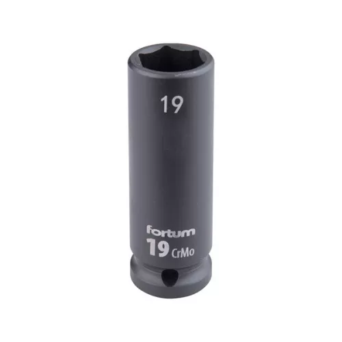 FORTUM gépi impakt dugófej 1/2", 19 mm, L 78 mm, feketített